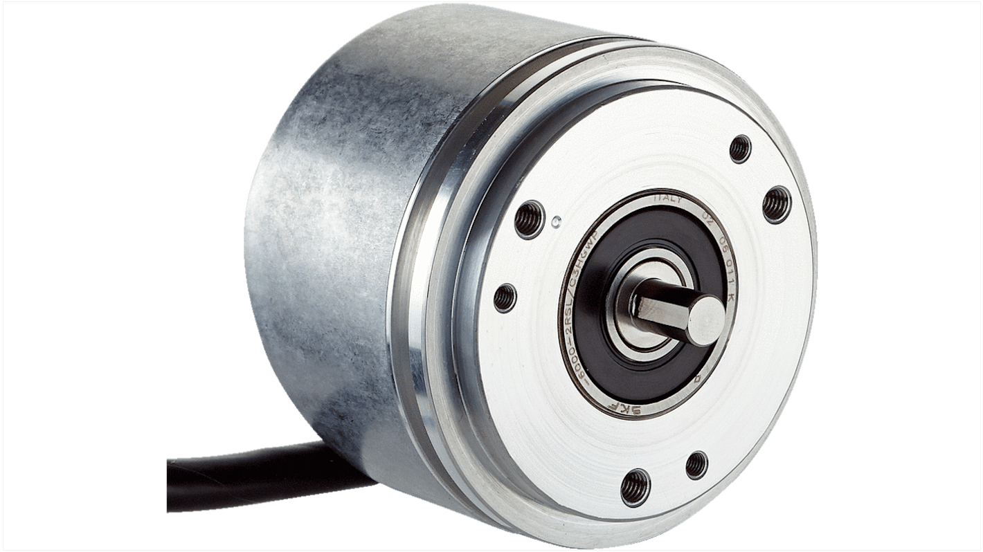 Sick DBS60E-S1FK00500, encoder incrementale 500 impulsi/giro, montaggio albero pieno, diametro 6 mm, IP65, 58x58x44,35 mm.
