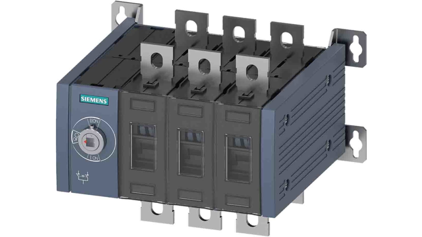 Sezionatore portafusibili Siemens SENTRON 3KC, 250A, tre poli, montaggio a pavimento, design compatto per uso industriale.