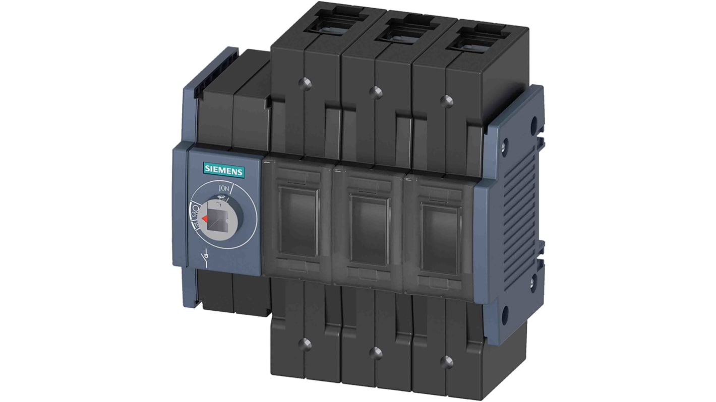 Sezionatore interruttore Siemens SENTRON 3KD, 100A, tre poli, montaggio fisso, fusibile integrato per applicazioni industriali.