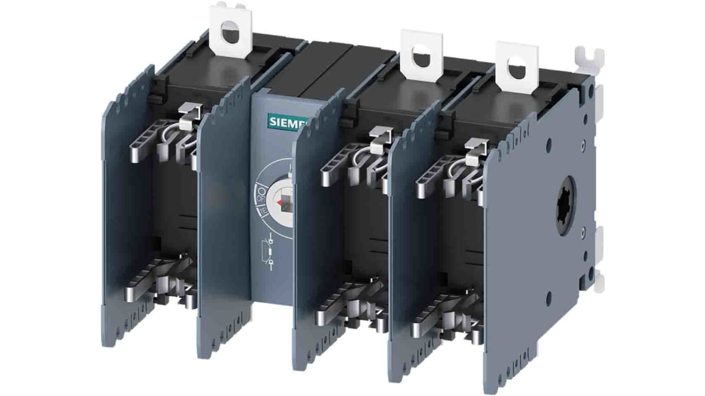 Sezionatore interruttore Siemens SENTRON 3KD, 125A, tre poli, montaggio a pavimento, collegamento terminale piatto.