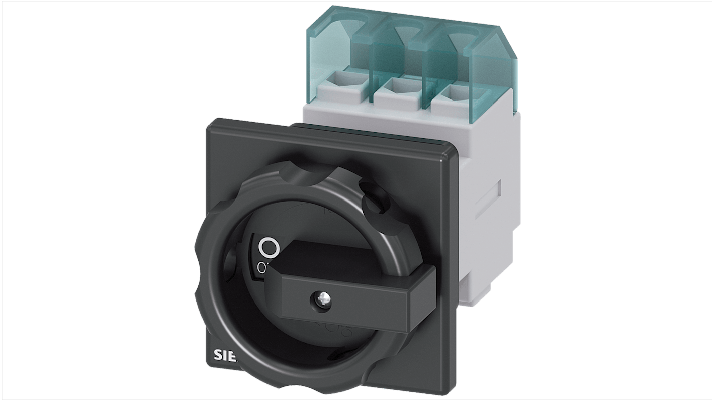 Sezionatore interruttore Siemens SENTRON 3LD, 3 poli, corrente massima 25A, montaggio fisso, foro centrale 22,5 mm.