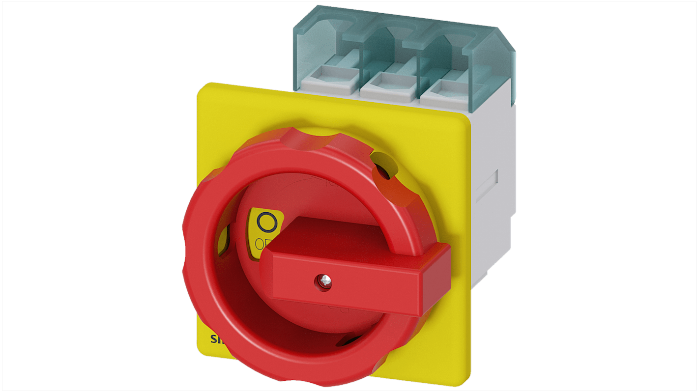 Sezionatore interruttore Siemens SENTRON 3LD, 63A, tre poli, montaggio fisso, foro centrale 22,5 mm, codice 3LD2555-0TK53.