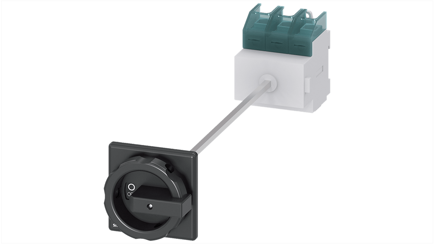 Sezionatore interruttore Siemens SENTRON 3LD, 125A, tre poli, montaggio fisso, albero lungo 300 mm.