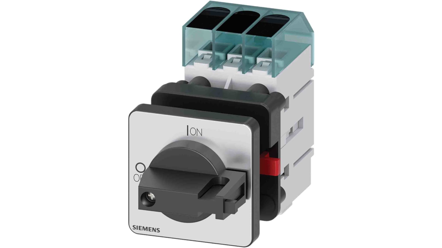 Interruttore di isolamento Siemens 3LD3150-0TK11, tre poli, 25A, montaggio anteriore, compatibile con la serie Sentron.