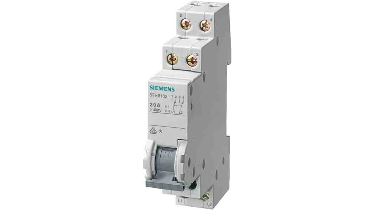 Interruttore di isolamento Siemens 5TE8151, 1P, 20A, per guida DIN, montaggio semplice, design integrato per impianti elettrici.