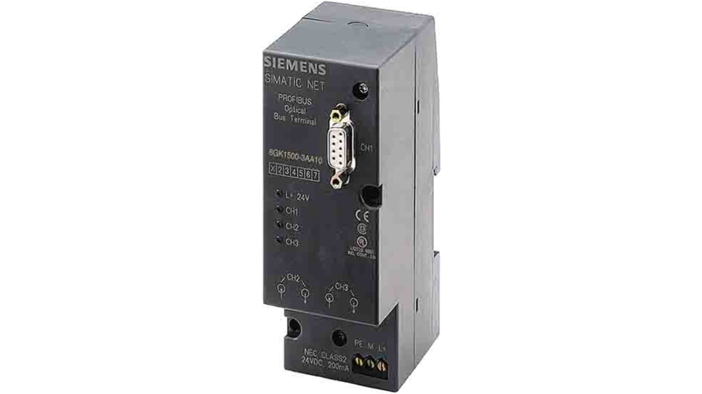 Morsettiera Siemens 6GK1500-3AA10 per nodi PROFIBUS, terminal bus ottico, grado di protezione IP30, senza connettore maschio.