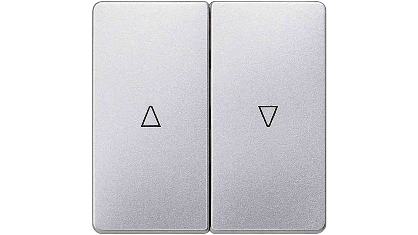 Interruttore a bilanciere Siemens 5TG6254, grigio, forma rettangolare, dimensioni 55mm x 55mm, materiale termoplastico e alluminio.