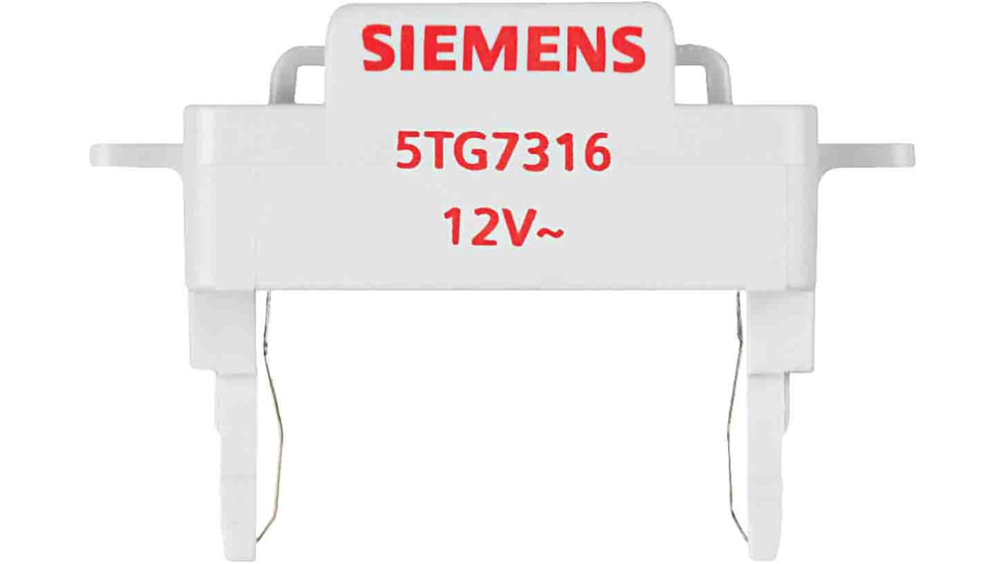 Interruttore a pulsante luminoso Siemens 5TG7316, LED rosso, tensione 12V, conforme agli standard Delta.