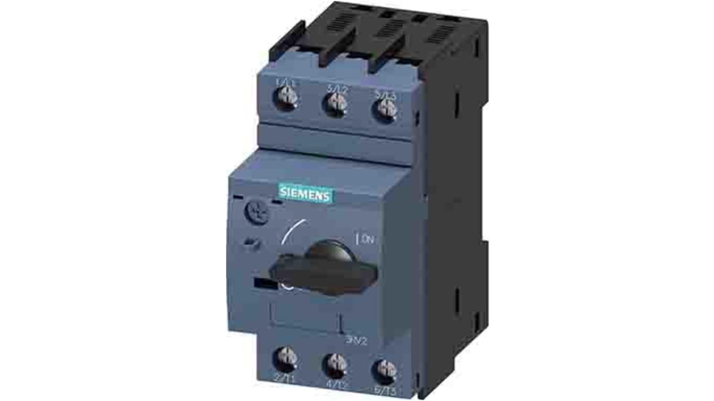 Interruttore automatico Siemens 3RV2411-0FA10, protezione SIRIUS, 690 V, 0,5 A, compatto e resistente, con opzione di modulo ausiliario.