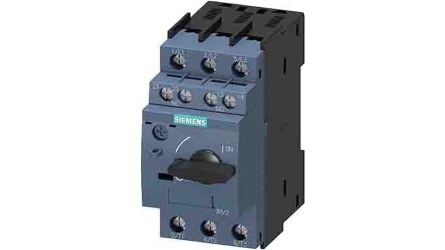 Interruttore automatico Siemens 3RV2411-1DA15, protezione SIRIUS, 4 A, 690 V, compatto e resistente, con opzione di modulo ausiliario.