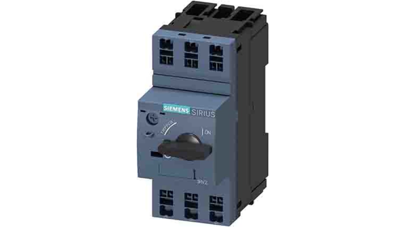 Interruttore automatico Siemens 3RV2411-1JA20, protezione SIRIUS, 10 A, 690 V, compatto e resistente, con opzione di unità ausiliaria integrata.