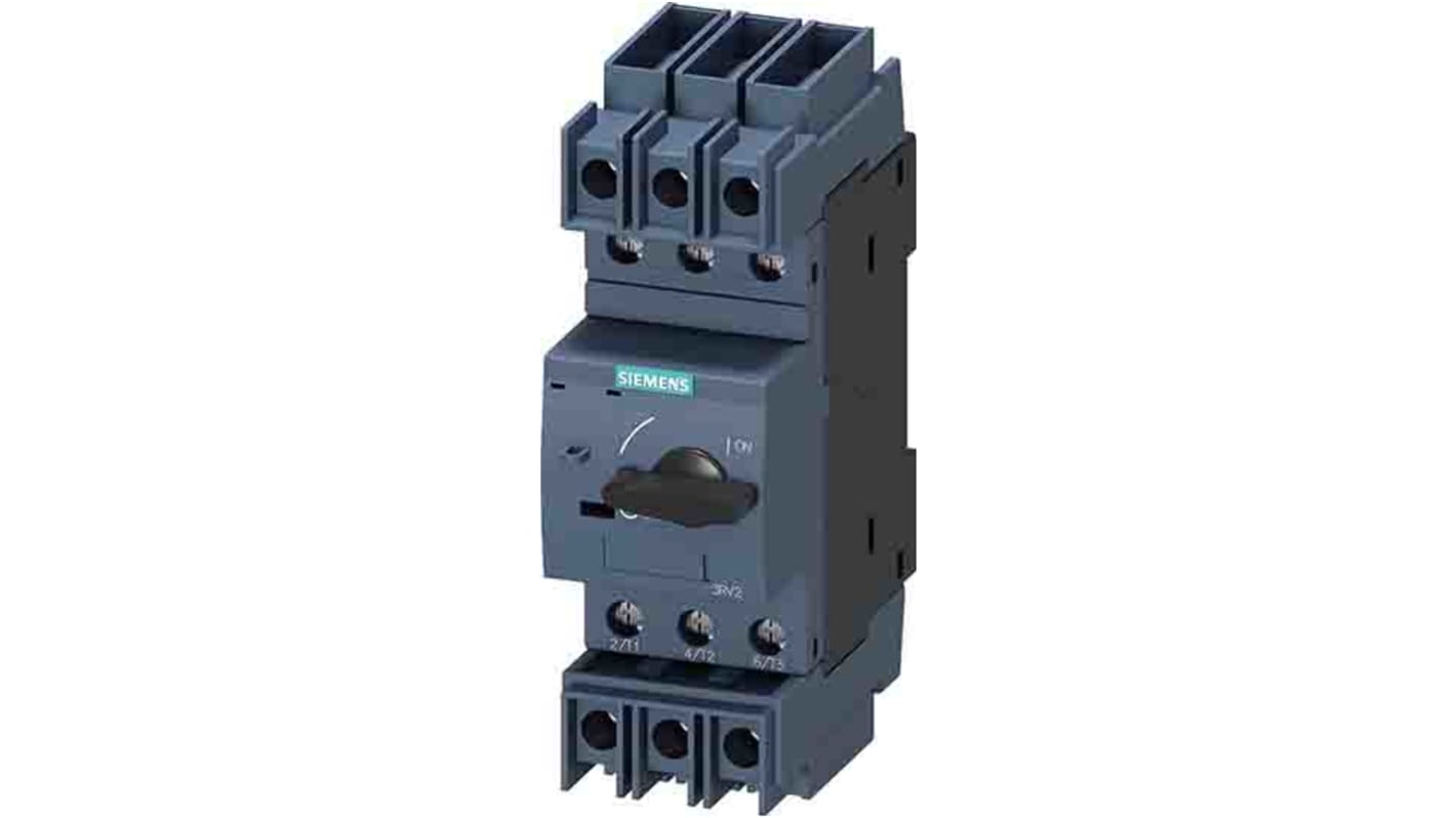 Interruttore automatico Siemens 3RV2811-1BD10, protezione SIRIUS 690 V, corrente 2,0 A, compatto e resistente, con opzione di modulo ausiliario.