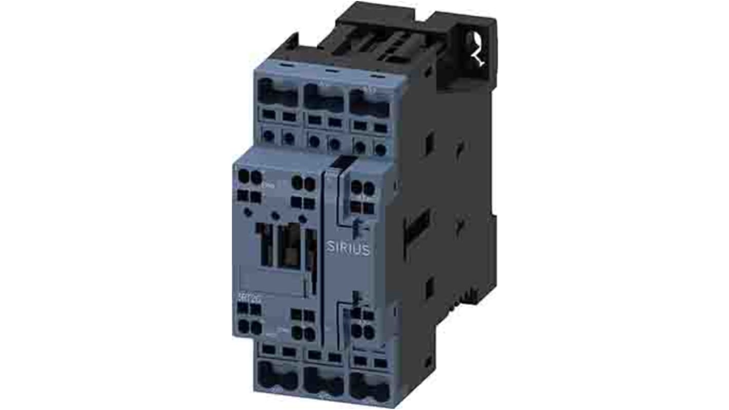 Contattore Siemens 3RT2026-2BB40-0CC0, 3 poli, 1NO + 1NC, 25 A, 11 kW, bobina 24 V dc, design compatto, terminali a vite.
