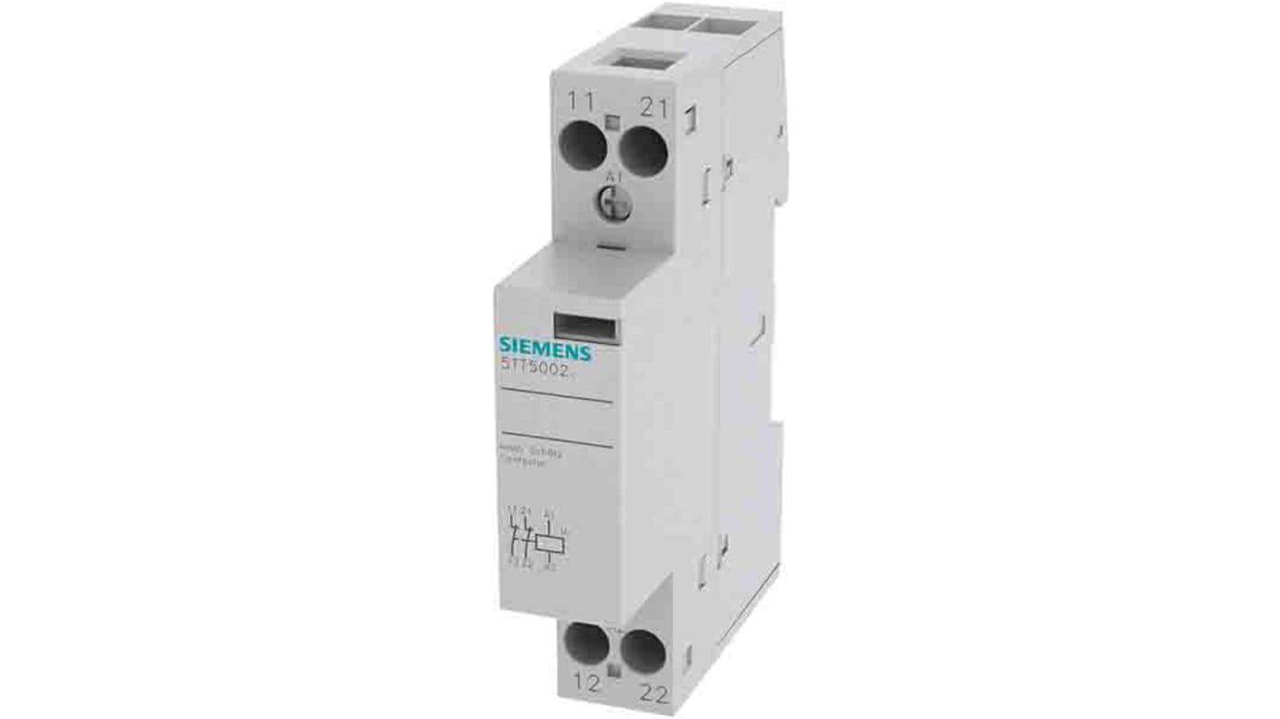 Contattore Siemens 5TT5802-2, 2 poli, 2NC, 20 A, bobina 24 V, installazione semplice e conforme agli standard di sicurezza.
