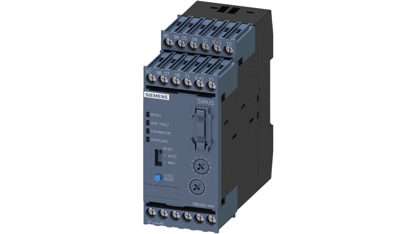 Relè di sovraccarico Siemens 3RB2383-4AA1, 2NC + 2NO, carico FLC fino a 630 A, classe di viaggio regolabile, -25 a +60 °C.