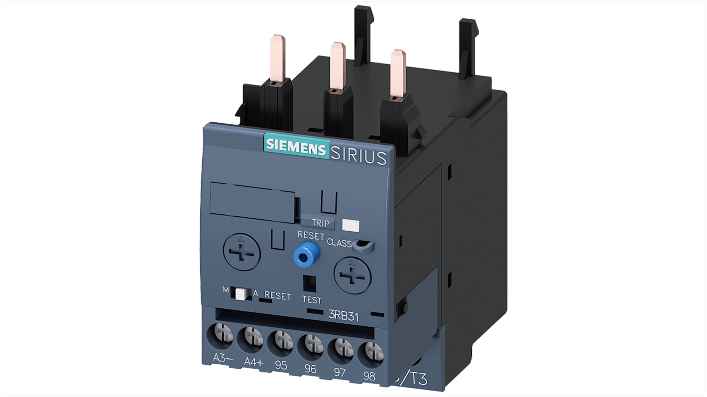 Relè di sovraccarico Siemens 3RB3123-4PB0, 1 N/C + 1 N/A, corrente nominale 4 A, montaggio a contattore, temperatura -25/+60 °C.