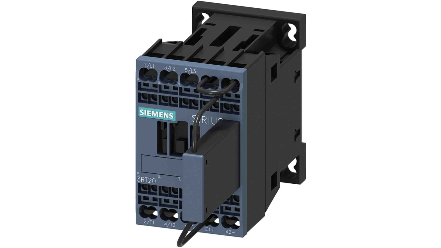 Contattore reversibile Siemens 3RT2017-2LF42-0LA0, 3 poli, 12 A, 5,5 kW, montaggio a vite, tensione 110 V c.c.