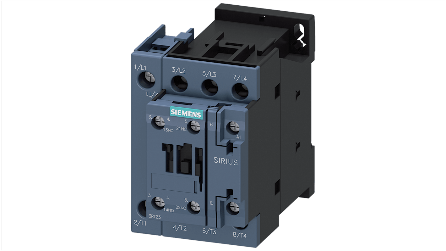 Contattore reversibile Siemens 3RT2327-1AL20, 4 poli, 1 NO + 1 NC, 50 A, 400 V, design compatto, serie SIRIUS.