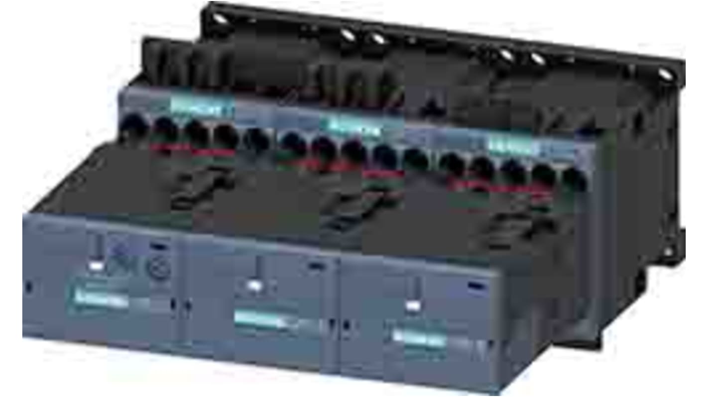 Kit contattori Siemens 3RA2416-8XF31-1BB4 per avviamento stella-triangolo, con blocco elettrico e meccanico, montaggio su guida 35 mm.
