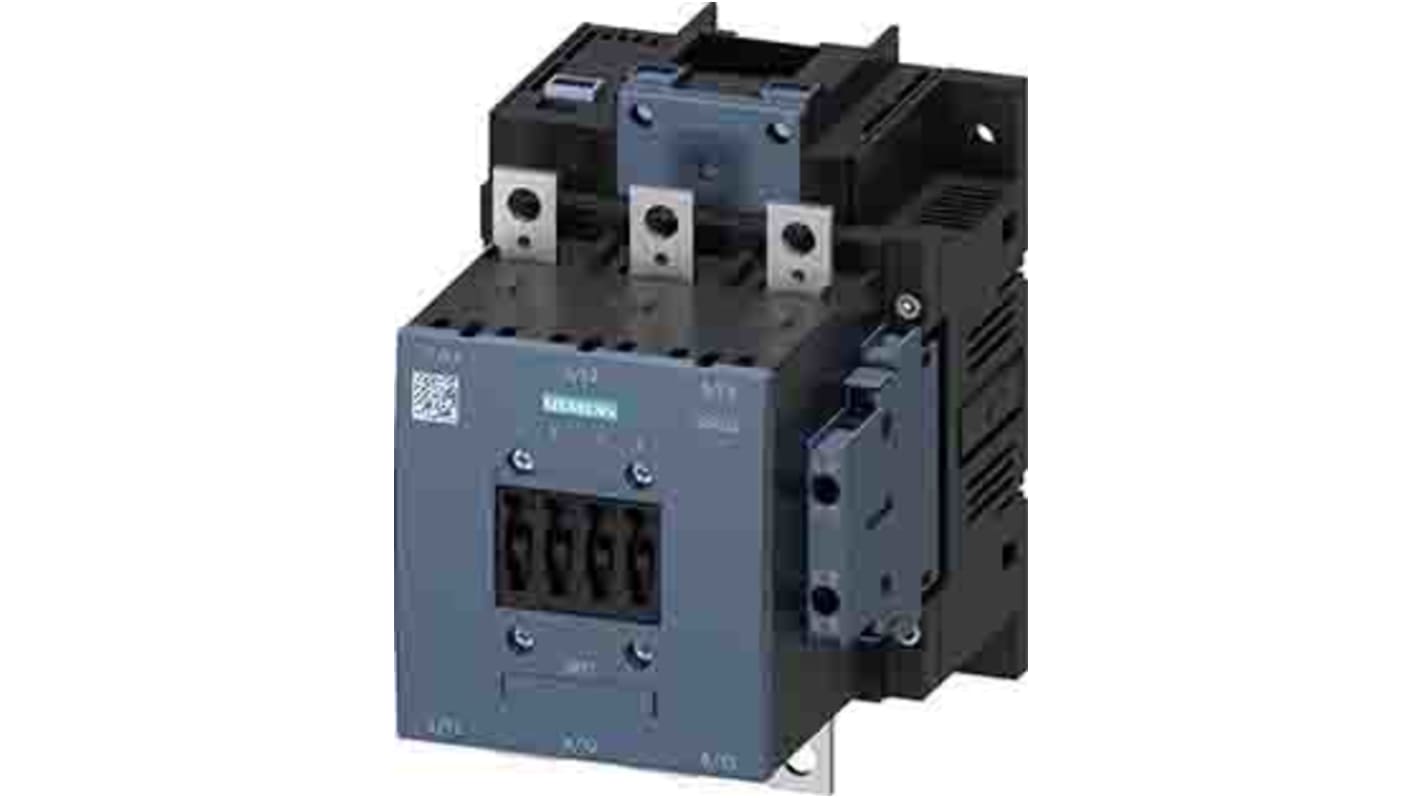 Contattore Siemens 3RT1055-6NB36, 3 poli, 2 NO + 2 NC, 150 A, bobina 24 V c.c., montaggio su rotaia.