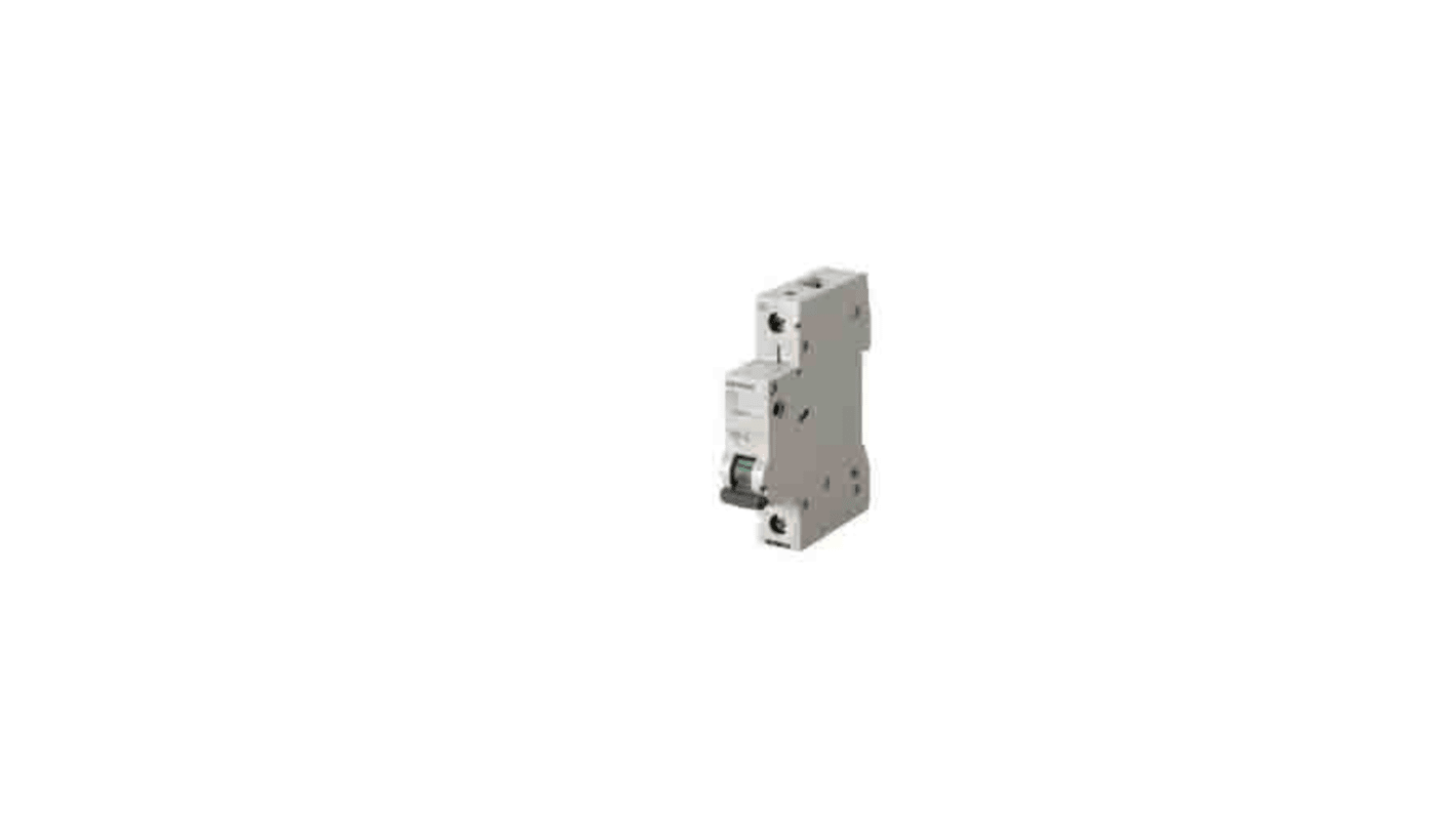 Interruttore magnetotermico Siemens 5SL6103-7, 1P Tipo C, 3A, montaggio su guida DIN, larghezza 18 mm, tensione 440 V.