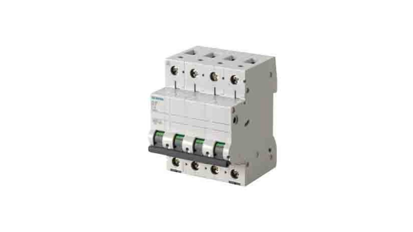 Interruttore magnetotermico Siemens 5SL6604-7, 3P+N, 4A, 400V, montaggio su guida DIN, dimensioni 90x72x76mm.