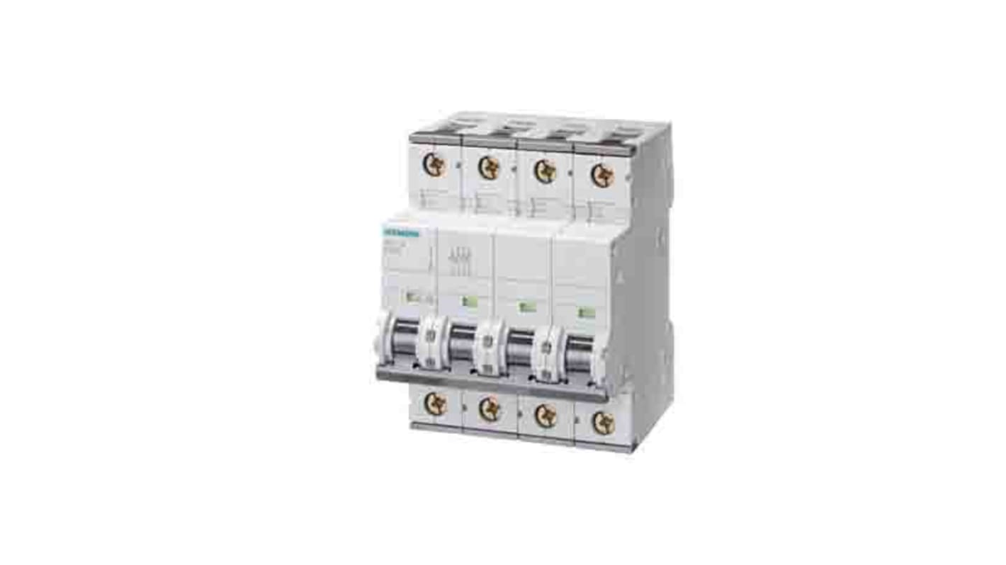Interruttore magnetotermico Siemens 5SY6416-7 4P 16A 5 kA, Tipo C. Conforme EN 60898 per grandi edifici e settori industriali.