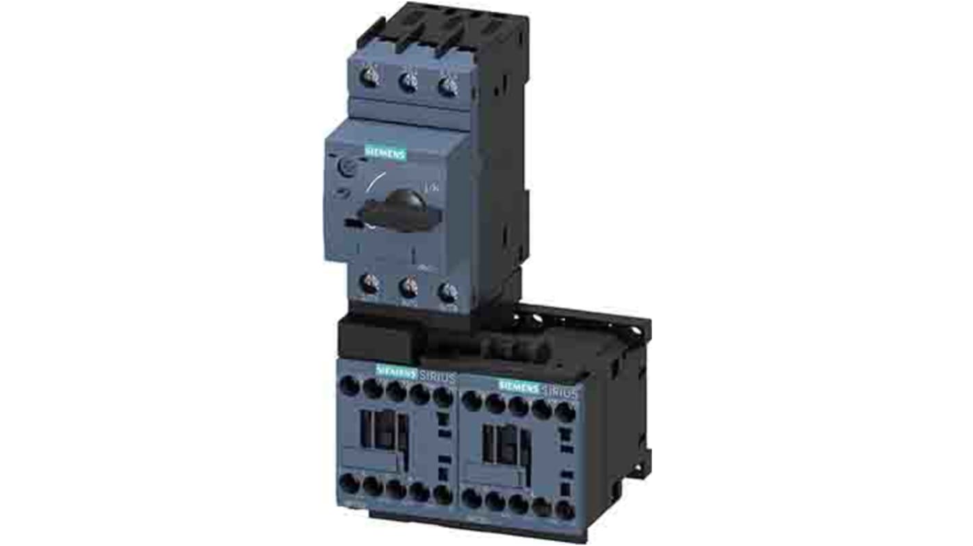 Starter DOL Siemens 3RA2210-0GA15-2BB4 per motori, potenza 180 W, tensione 690 V, grado di protezione IP20.