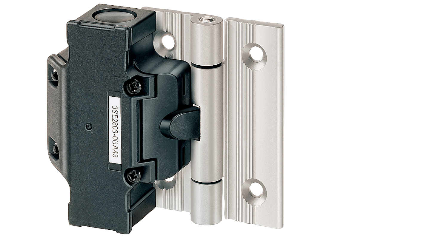 Interruttore a cerniera Siemens 3NC, angolo di azionamento 8°, classe di protezione IP65, compatibile con profili 40 mm.