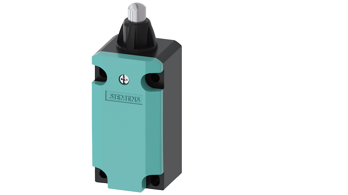 Interruttore di fine corsa Siemens 3SE5112-0BC02, stantuffo in acciaio inox, 1NC/1NA, IP66/IP67, 400V, 4A.