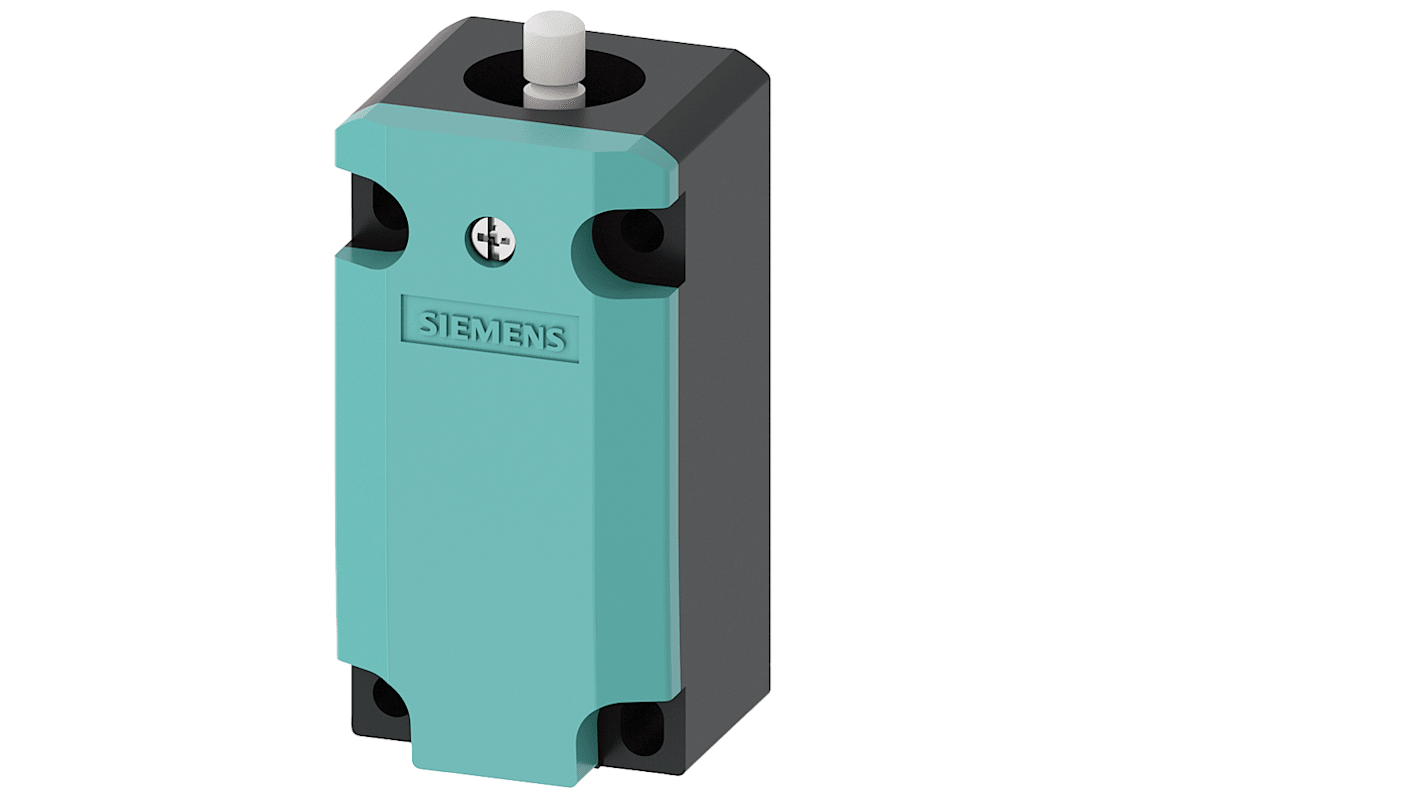 Interruttore di fine corsa Siemens 3SE5112-0CA00-1AC1, stantuffo rotondo, 1NC/1NA, IP66/IP67, custodia metallica.