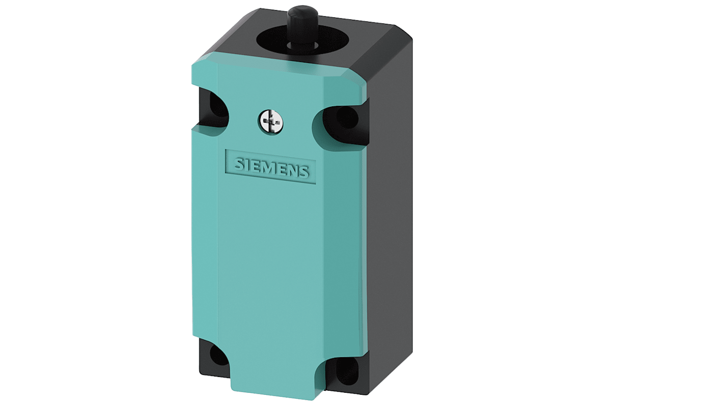 Interruttore di fine corsa Siemens 3SE5112-0CA00-1CA0, stantuffo, 1NC/1NA, custodia metallica, protezione IP66/IP67.