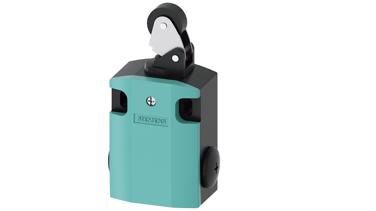 Interruttore di fine corsa Siemens 3SE5122-0KE01, attuatore a rullo, 2NC/1NA, protezione IP66/IP67, custodia metallica.