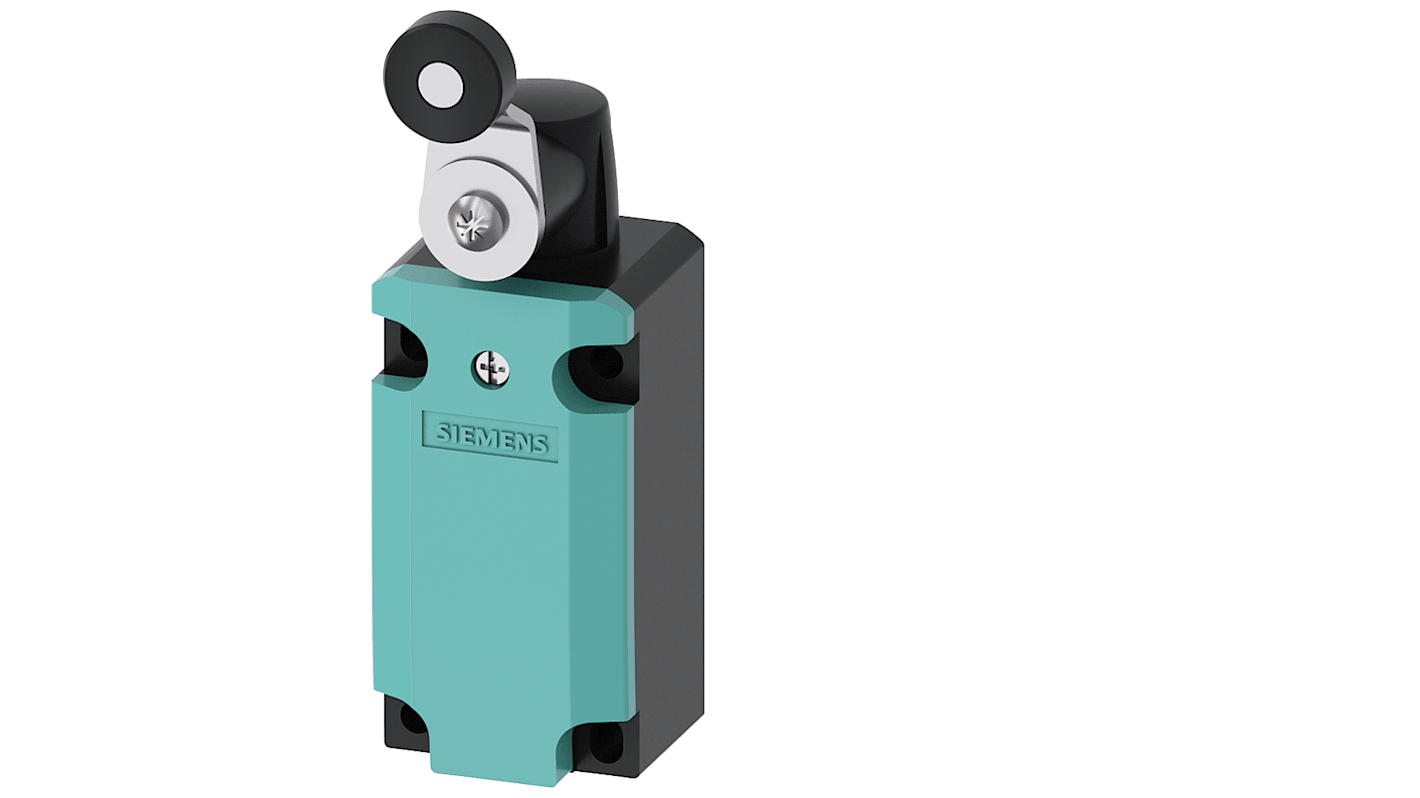 Interruttore di fine corsa Siemens 3SE5132-0PJ01 con leva a rullo, 2NA/1NC, IP66/IP67, attuatore rotante da 40 mm.