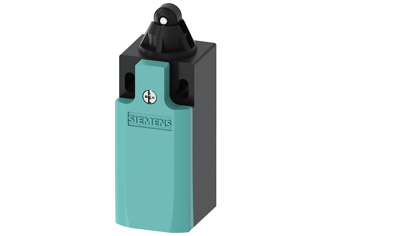 Interruttore di fine corsa Siemens 3SE5232-0FD03, tasto a rotella, 1NC/1NA, protezione IP65, corrente 4A, tensione 400V.