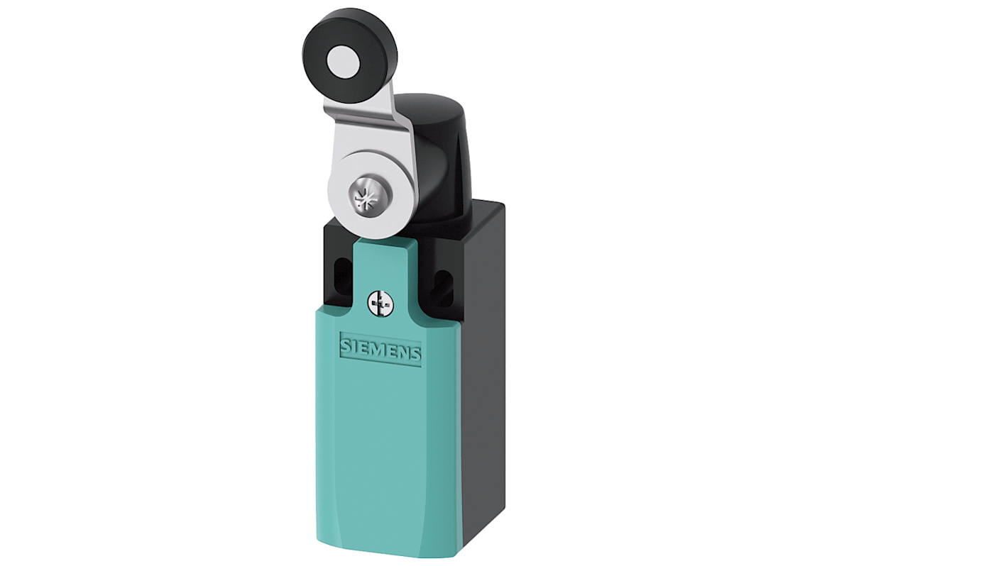 Interruttore di fine corsa rullo Siemens 3SE5232-0HK15, 1NC/1NA, IP65, 400V, 4A, con contenitore in plastica.