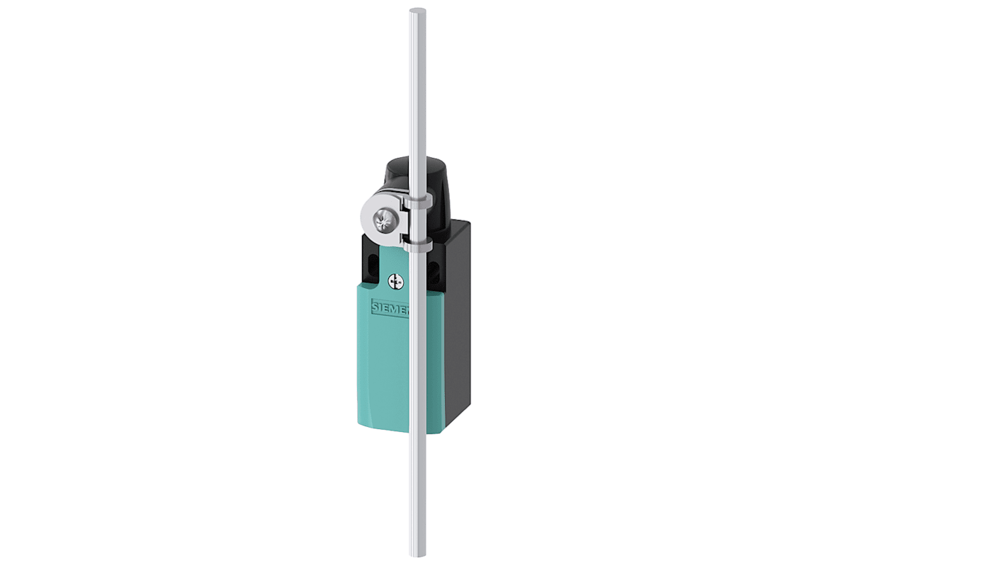 Interruttore di fine corsa Siemens 3SE5232-0HK80, con leva ad asta da 200 mm, 1NC/1NA, IP65, 400V, 4A.