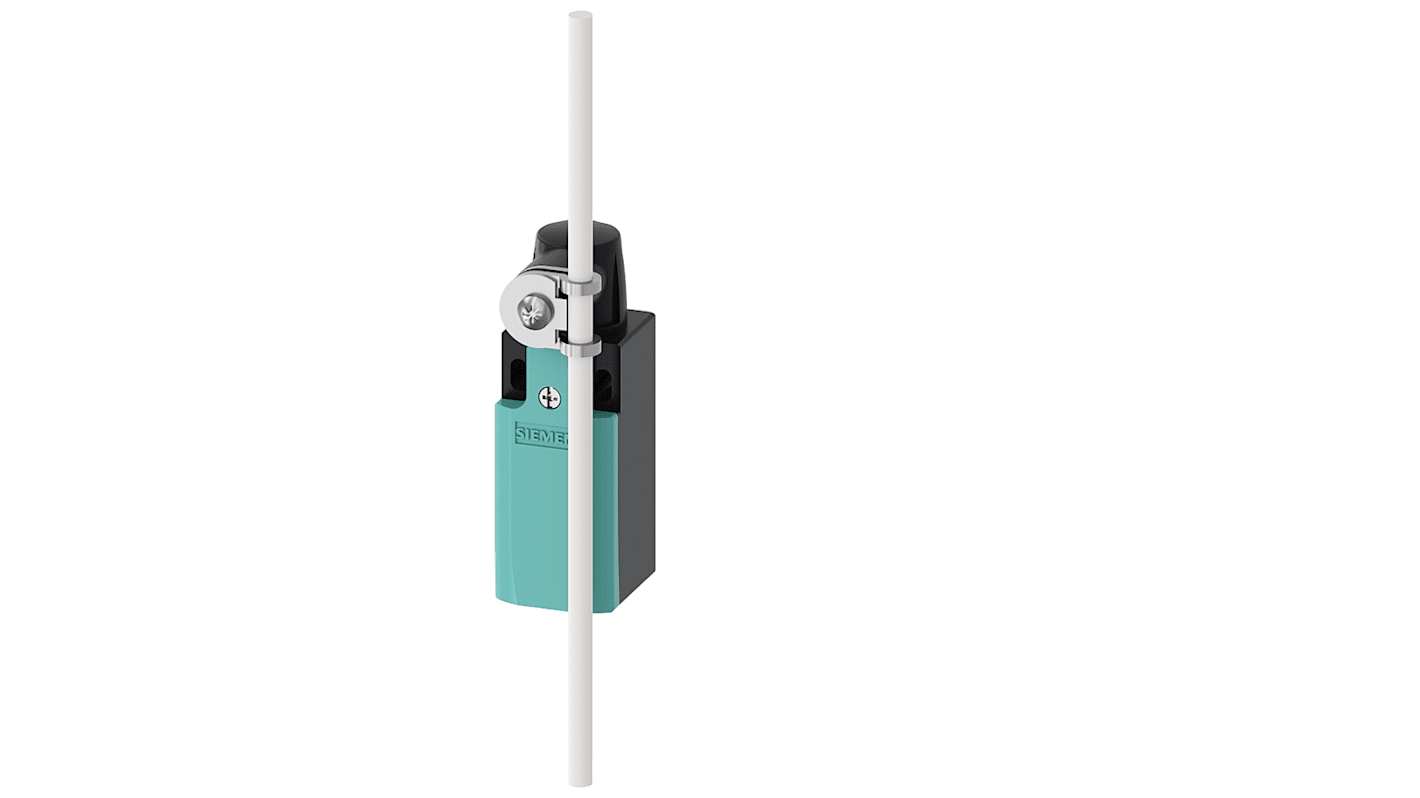 Interruttore di fine corsa Siemens 3SE5232-0HK82, con leva ad asta da 200 mm, 1NC/1NA, IP65, 400V, 4A.