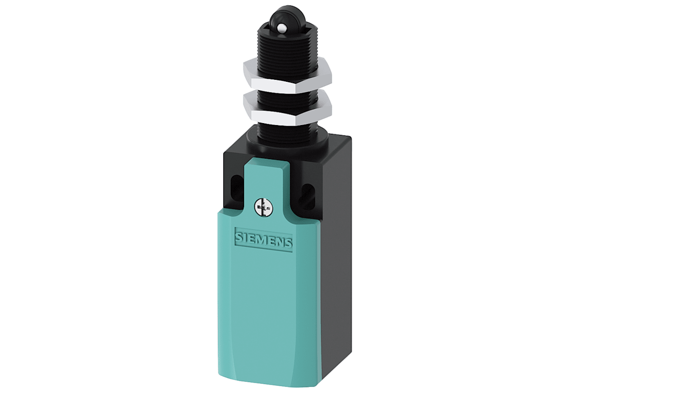Interruttore di fine corsa Siemens 3SE5232-0KD10, tasto a rotella, 2NC/1NA, protezione IP65, corrente 4A, tensione 400V.