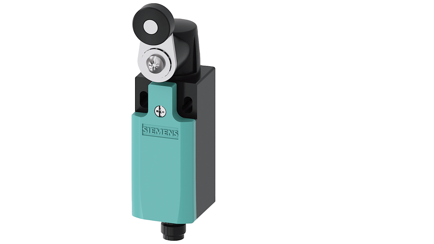 Interruttore di fine corsa rullo Siemens 3SE5234-0HK21-1AC4, 1NC/1NA, IP65, 250V, 4A, contenitore plastico, collegamento M12.
