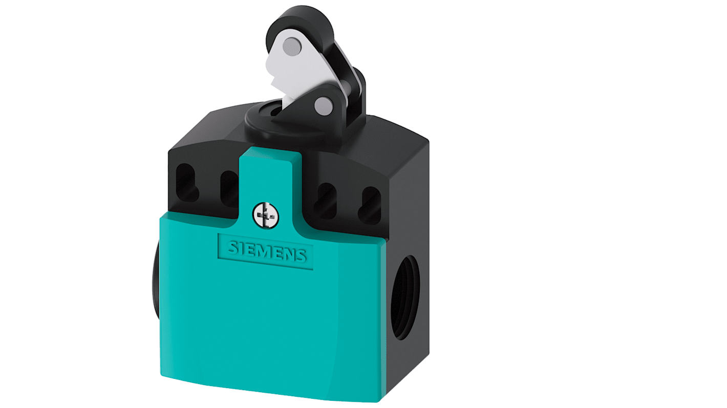 Interruttore di fine corsa Siemens 3SE5242-0LE10, attuatore a rullo, 1NC/1NA, IP66/IP67, 400V, 4A.