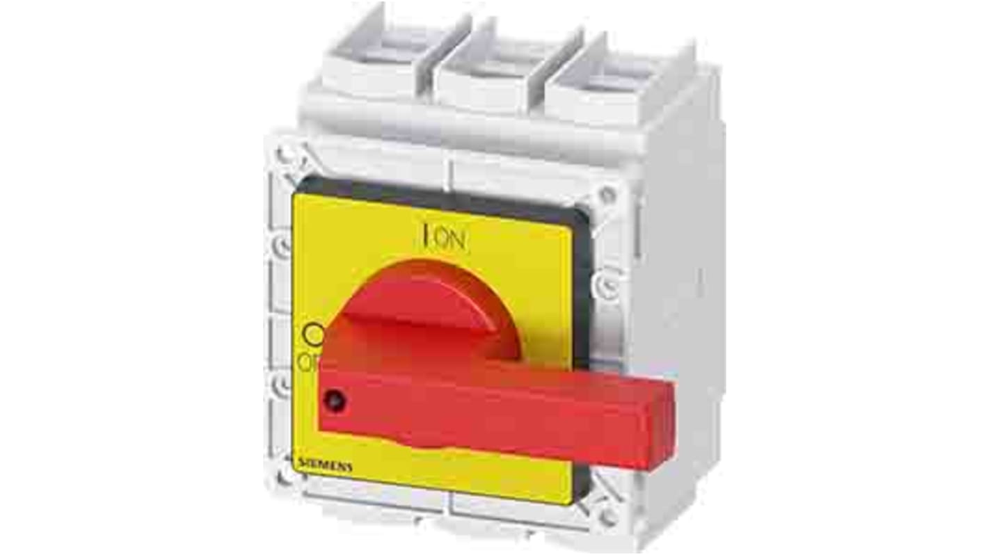 Interruttore di isolamento Siemens 3LD2305-0TK13, 160A, tre poli, montaggio anteriore, foro centrale 22,5 mm.