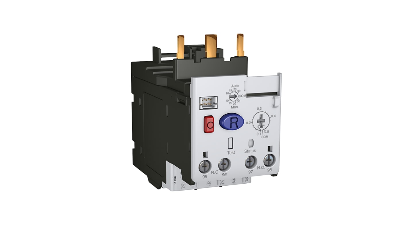 Rockwell Automation 193-1EFED, relè di sovraccarico 1 N/C + 1 N/A, carico FLC 5,4 a 27 A, montaggio diretto su contattore IEC.