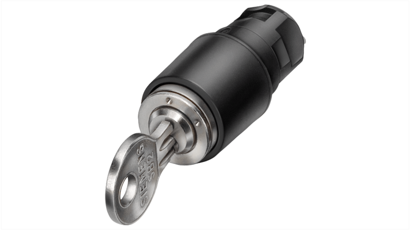 Testa selettore Siemens SIRIUS 3 posizioni, codice 3SB2000-4PC01, interruttore a chiave, grado di protezione IP65.