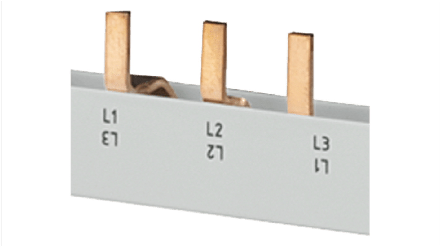 Barra di distribuzione trifase Siemens 5ST3643 con passo 17.8mm e protezione IP20 per alta portata e prestazioni ottimali.