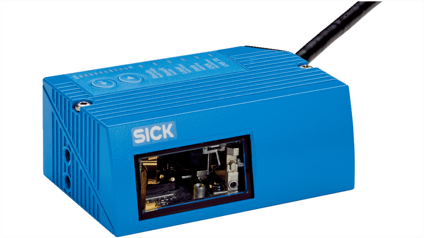 Lettore codici a barre Sick CLV631-0000, distanza di lettura 450 mm, dimensioni 61 x 96 x 38 mm, connessioni integrate.