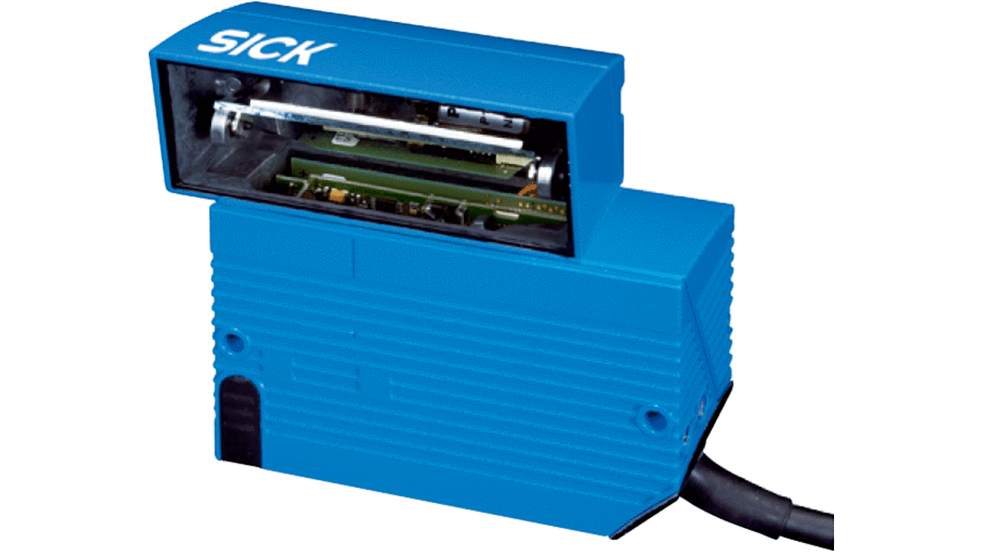 Lettore codici a barre Sick CLV631-6000, tecnologia laser, distanza di lettura 397 mm, dimensioni 95 x 107 x 41 mm.