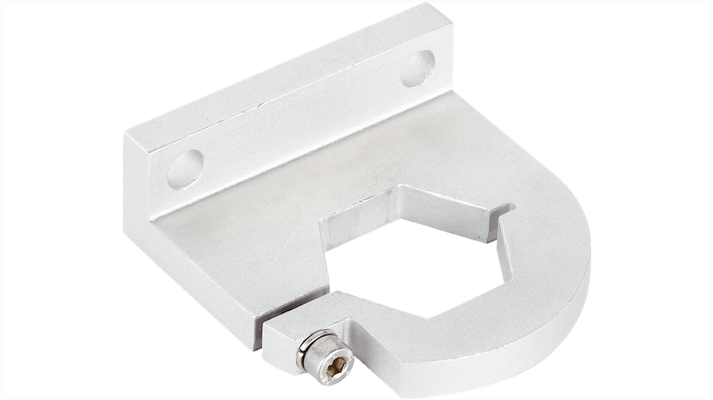 Staffa in alluminio Sick BEF-FL-ALUPBS-HLDR per sensori PBS, PBS Plus, PBT, PFT, montaggio su esagono di 27 mm.