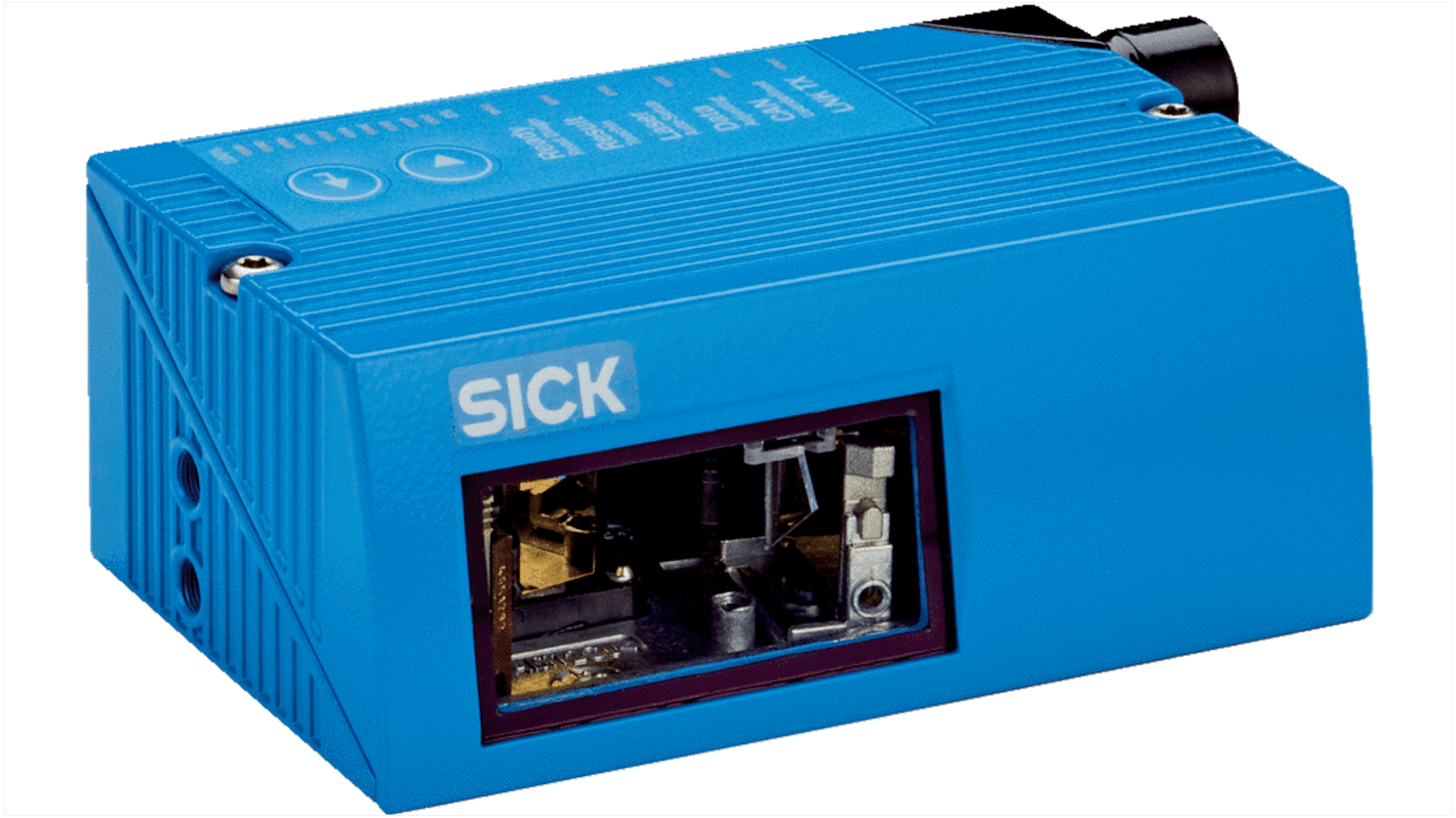 Lettore codici a barre Sick CLV630-0120, tecnologia laser, distanza di lettura 735 mm, dimensioni 61 x 96 x 38 mm.