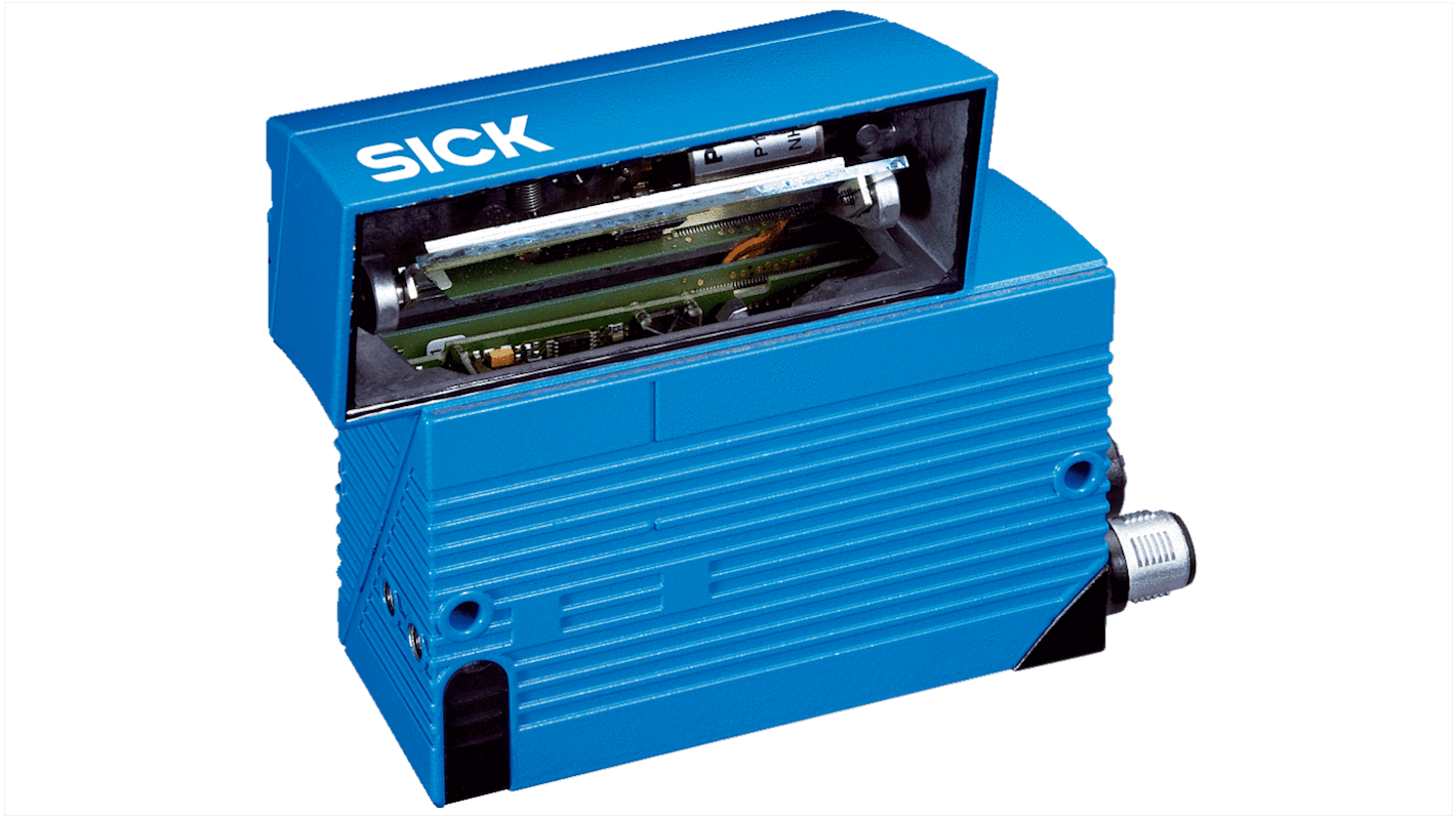 Lettore codici a barre Sick CLV650-6120, tecnologia laser, distanza di lettura 1570 mm, dimensioni 95 x 107 x 41 mm.